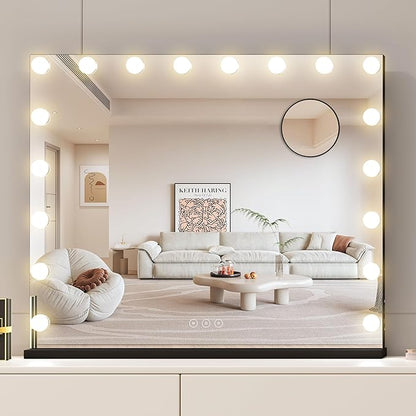 Vanity Mirror with Lights, Makeup Mirror with 17 Dimmable LED Bulbs, 3 Color by NUSVAN