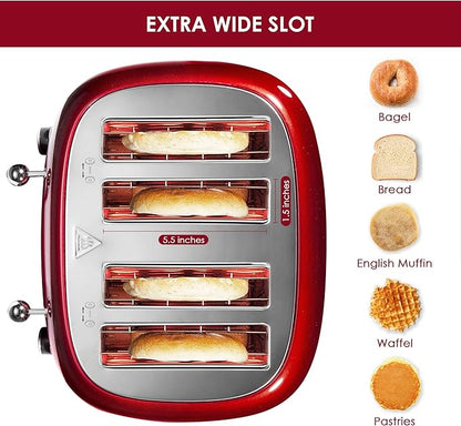 Roter Mond 4 Slice Toaster Retro Stainless Steel - Image 3