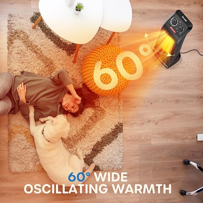 ECOWELL Space Heater for Indoor Use, 1500W Fast Heating Ceramic Electric Heater - Image 4