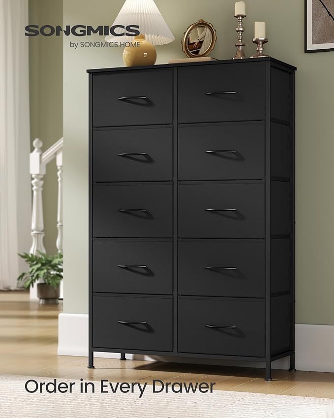 SONGMICS Dresser for Bedroom, Chest of Drawers, 10 Non-Woven Fabric Drawers - Image 3