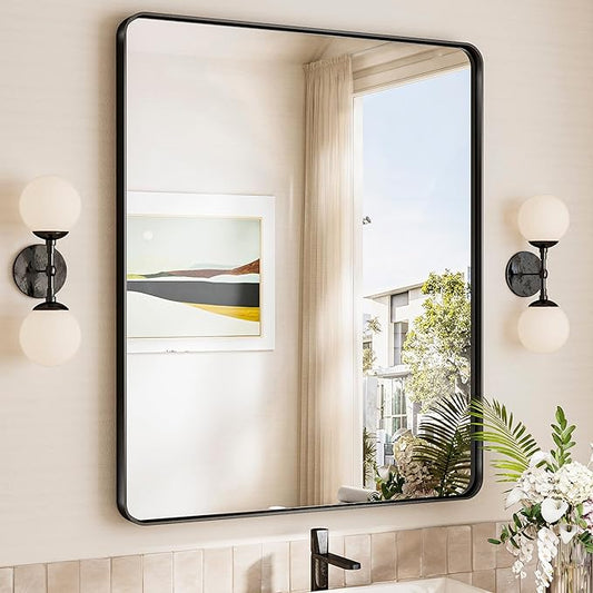 TokeShimi 30x36 Black Mirror for Bathroom, Modern Bathroom Vanity Mirror by RefinedBathroomAccessories