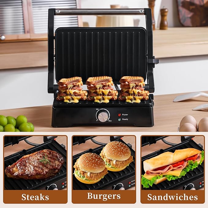 Panini Press Grill Sandwich Maker, Large Electric 3 in 1 Panini Sandwich Maker - Image 8