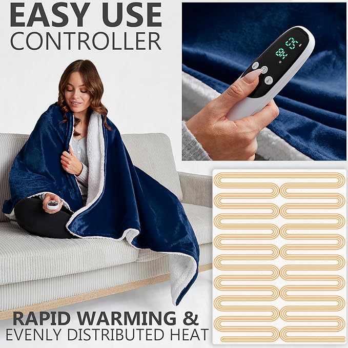 Heated Blanket Electric Luxurious Fleece Throw Blanket, 9 Heat Settings & 12H - Image 3