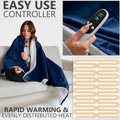 Heated Blanket Electric Luxurious Fleece Throw Blanket, 9 Heat Settings & 12H - Image 3