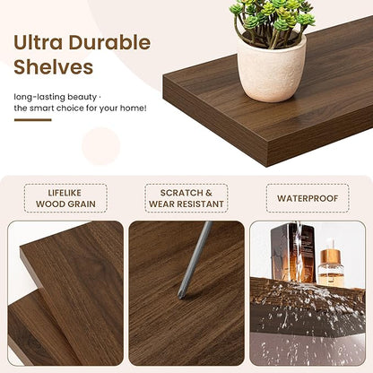 32in Floating Shelves for Wall, 2 Pack Long Wall Mounted Engineered Wood Shelves - Image 4