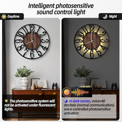 LEIKE Large Wall Clocks with Night Light Battery Operated, Silent Non Ticking - Image 2