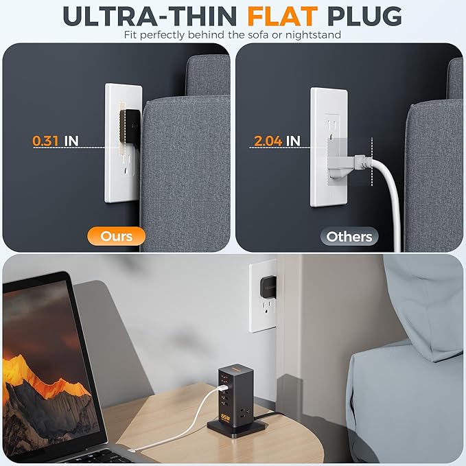 USB Charging Station for Multiple Devices 10Ft Cord, TESSAN 9-in-1 USB C - Image 3
