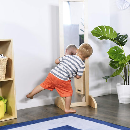 ECR4Kids Double-Sided Wooden Bi-Directional Mirror, Montessori, Natural | Durable birch, GREENGUARD Gold Certified, shatter-resistant mirror, anti-tip feet, vertical & horizontal use, classroom/home