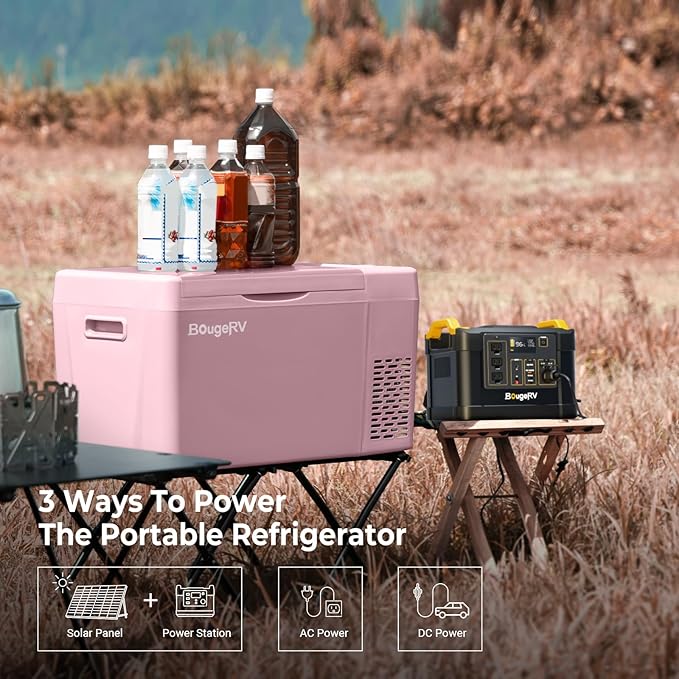 BougeRV Pink 23Quart Portable Refrigerator, 12 Volt Fridge 22L, Portable - Image 5