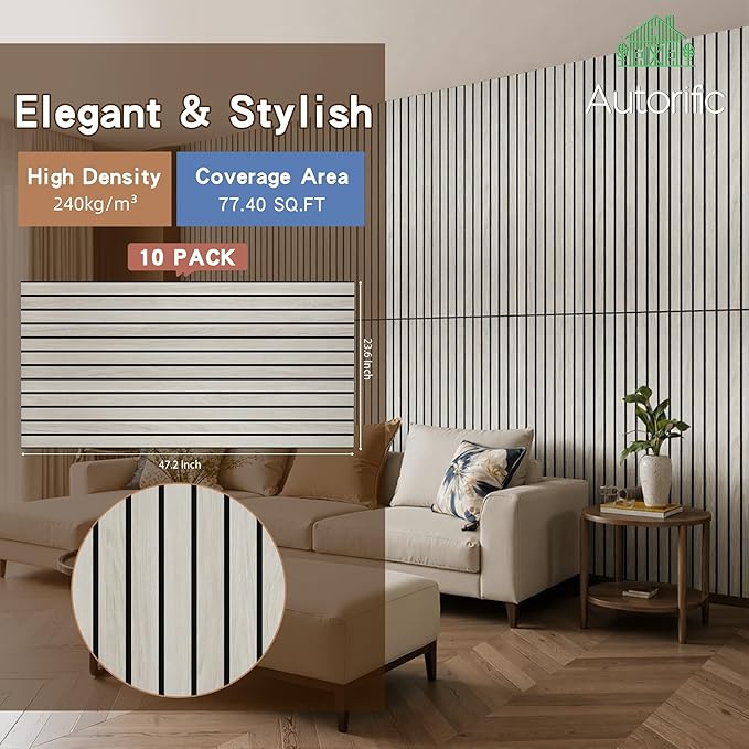 AUTORIFIC Wood Veneer Sound Panels, 10 Pack 47.2”x23.6” Wall Panels, Decorative - Image 2