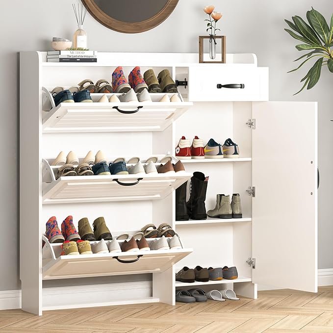 Shoe Cabinet for Entryway, Freestanding Shoe Storage Cabinet by VibeDine