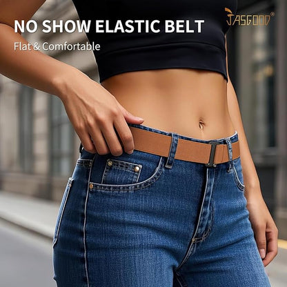 JASGOOD Women No Show Stretch Belt Elastic Web Strap Belt - Image 2