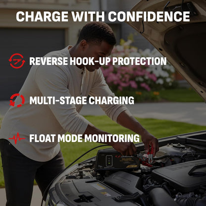 schumacher electric 6a car battery charger & maintainer showing dimensions