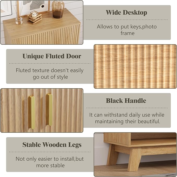Shoe Cabinet Storage for Entryway, 5 Tier Fluted Shoe Storage Cabinet - Image 5