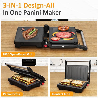 Sunvivi Panini Press Sandwich Maker: Electric Panini Press Grill - Image 4