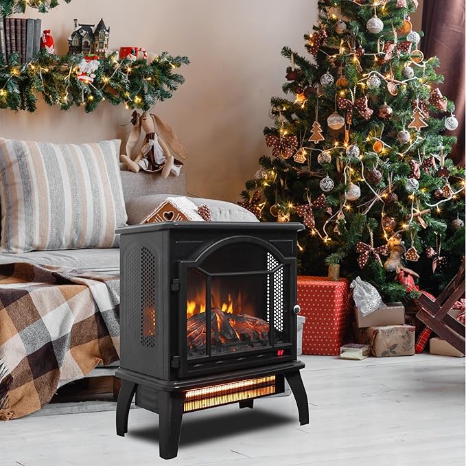 18" Electric Fireplace Stove, Freestanding Fireplaces Heater - Image 9