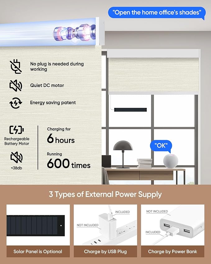 Kincmo Motorized Blinds with Remote, 100% Blackout Motorized Roller Shades Work - Image 5