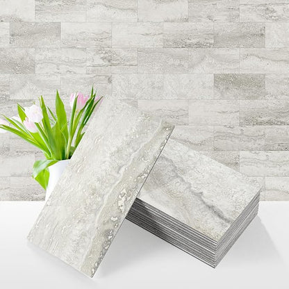 Vamos Tile 100-Piece Matt Beige Mixed Grey Slate Peel and Stick Backsplash by VamosTile