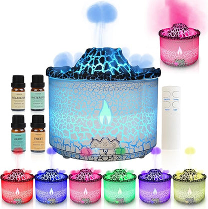 BOHOFAM Essential Oil Diffuser 360ML, Volcano and Flame Diffuser/Humidifier 2 by BOHOFAM