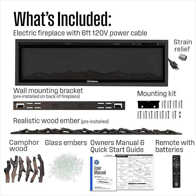 Westinghouse 60 Inch Electric Fireplace Heater, Compatible - Image 8