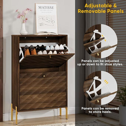 Smuxee Walnut Shoe Cabinet - Image 4