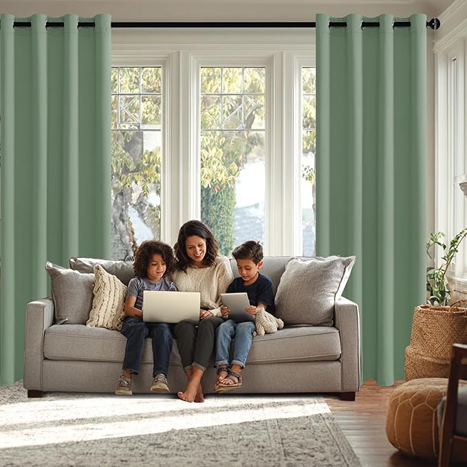JIUZHEN Light Sage Blackout Curtains - Image 3