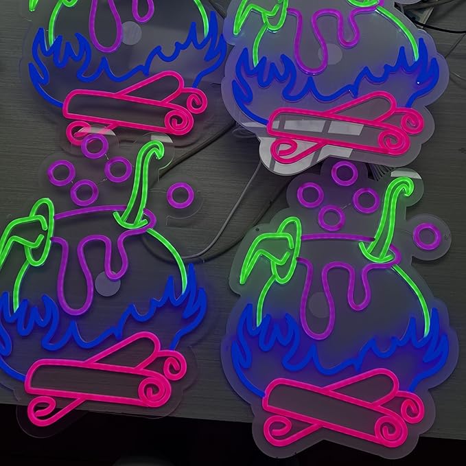 "Witch Brew" Cauldron Neon Sign - Spooky LED Cauldron Wall Art, Spo...