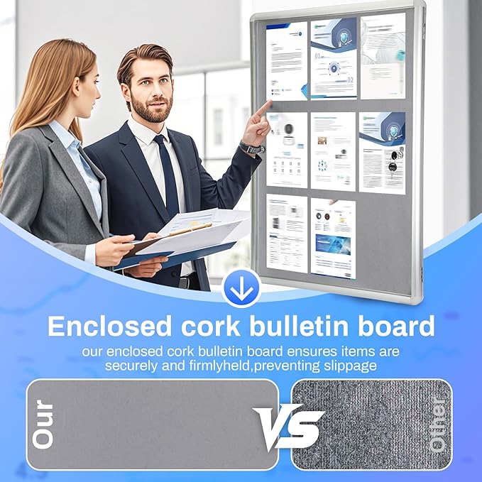 Magula 36"x24" Enclosed Bulletin Board Tamper-Proof Dispaly Case, Aluminium - Image 5