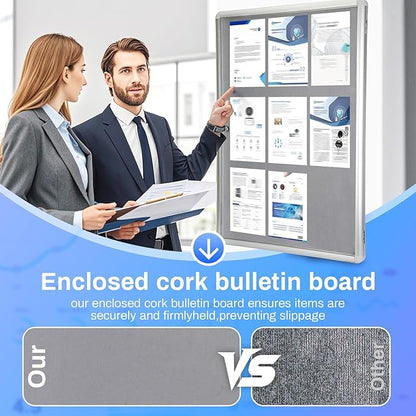 Magula 36"x24" Enclosed Bulletin Board Tamper-Proof Dispaly Case, Aluminium - Image 5