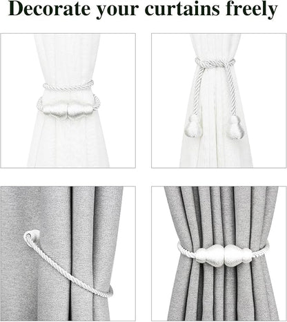 Nieffeiy Magnetic Curtain Tiebacks 2Pack Outdoor Curtain Tie Backs Rope - Image 4
