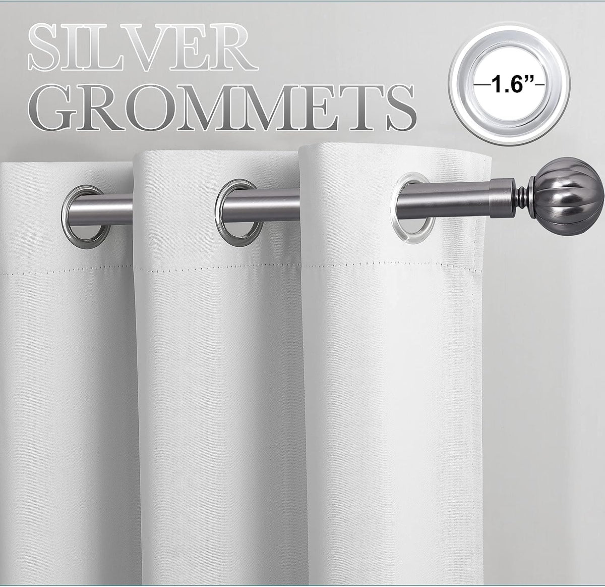 NICETOWN White & Grey Room Darkening Curtains 84 inch Long, Grommet Gradient Curtains Easy-Matching Window Treatments for Boys Bedroom/Kids Room, W52, Set of 2