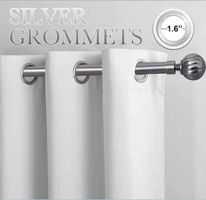 NICETOWN White & Grey Room Darkening Curtains 84 inch Long, Grommet Gradient Curtains Easy-Matching Window Treatments for Boys Bedroom/Kids Room, W52, Set of 2