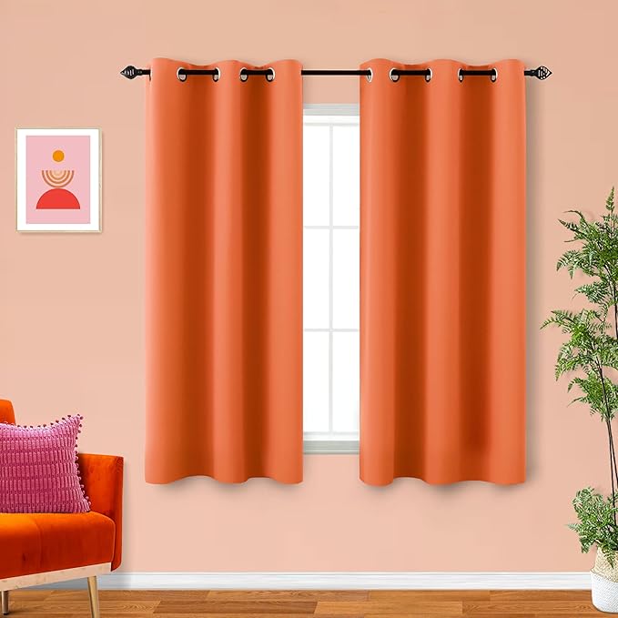 KOUFALL Fall Kitchen Curtains 45 Inch Length 2 Piece Set Cafe Themed Short by KOUFALL