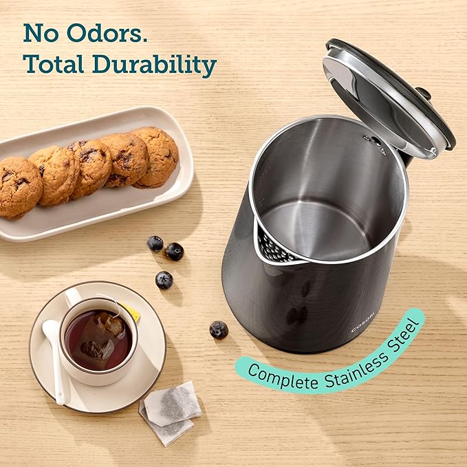 Cosori Electric Kettle, No Plastic Inner Lid, Filter & Spout, Stainless Steel - Image 2