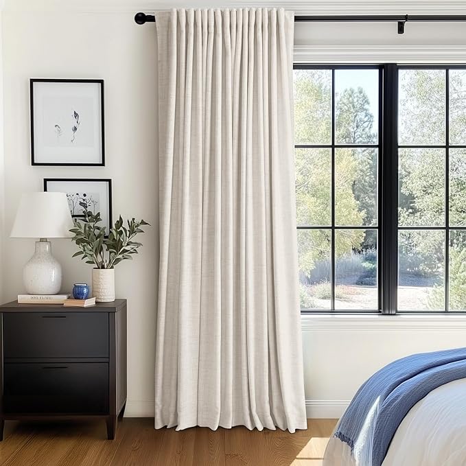 100% Blackout Shield Linen Blackout Sliding Door Curtains - Image 5