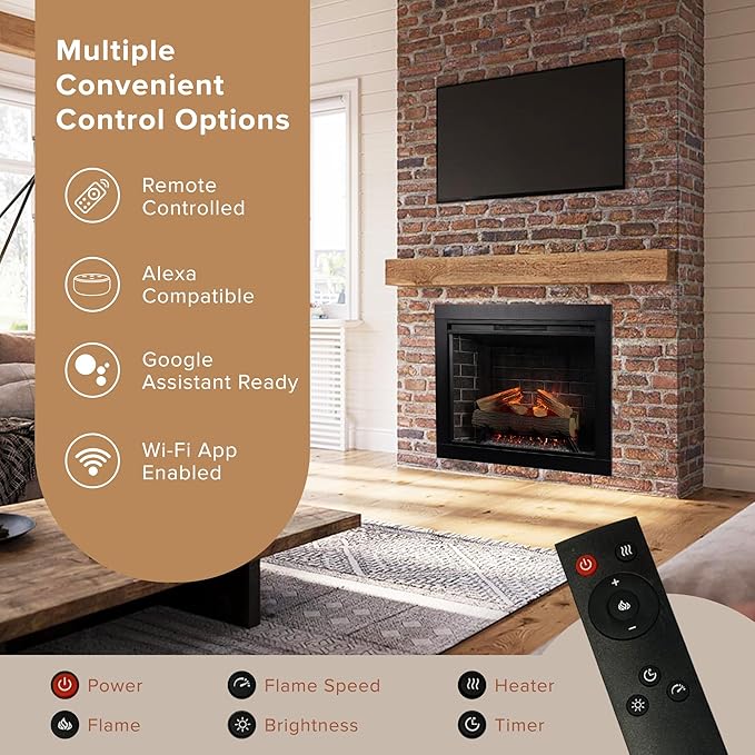Modern Ember Uptown 33" Smart Electric Fireplace Insert - Image 3