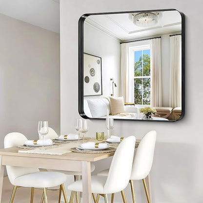 CIRCUMI Black Bathroom Mirror, Rounded Corner, Tempered Glass, Mirror - Image 6
