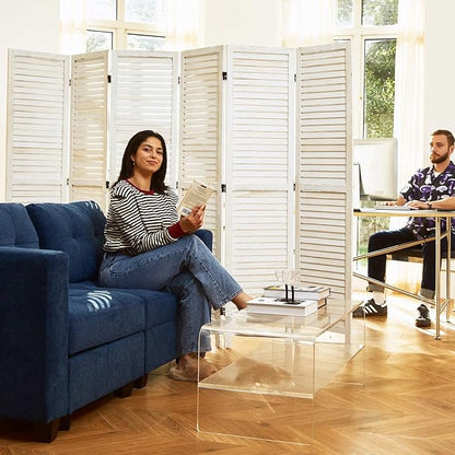 Room Dividers and Folding Privacy Screens, Wood Louvered Separators Divider Wall - Image 4