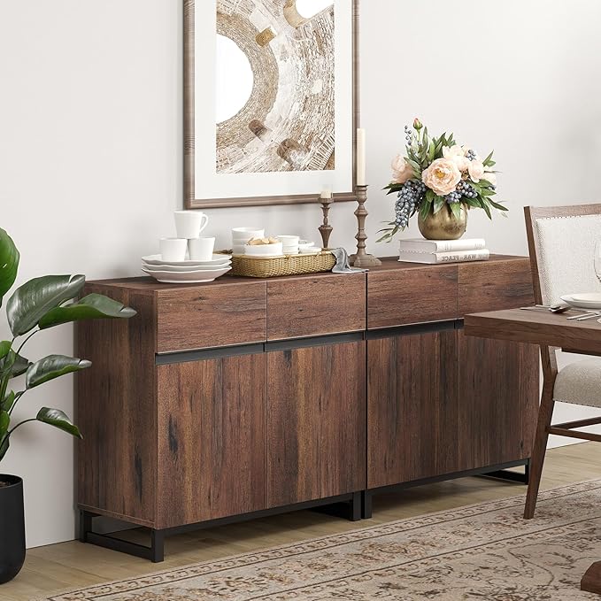 Wampat Modern TV Stand for up to 70 inch TVs, 2 in 1 Entertainment Center - Image 8