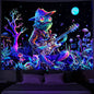 Galoker Blacklight Frog Tapestry Fantasy Neon Mushroom Tapestries UV Reactive Plant Floral Wall Tapestry Galaxy Space Tapestries Wall Hanging for Home Decor(H51.2×W59.1 inches)