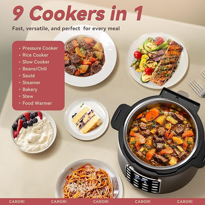 9-in-1 Electric Pressure Cooker 6 Qt, Stainless Steel Inner Pot, Programmable - Image 2