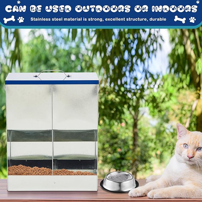 Automatic Feeder for 2 Cats Outdoor Galvanized 42cups/10l Double Feeder - Image 5