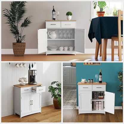 Buffet Cabinet with Storage, Coffee Bar Cabinet 26 x 30 Inches, Oak Top - Image 4