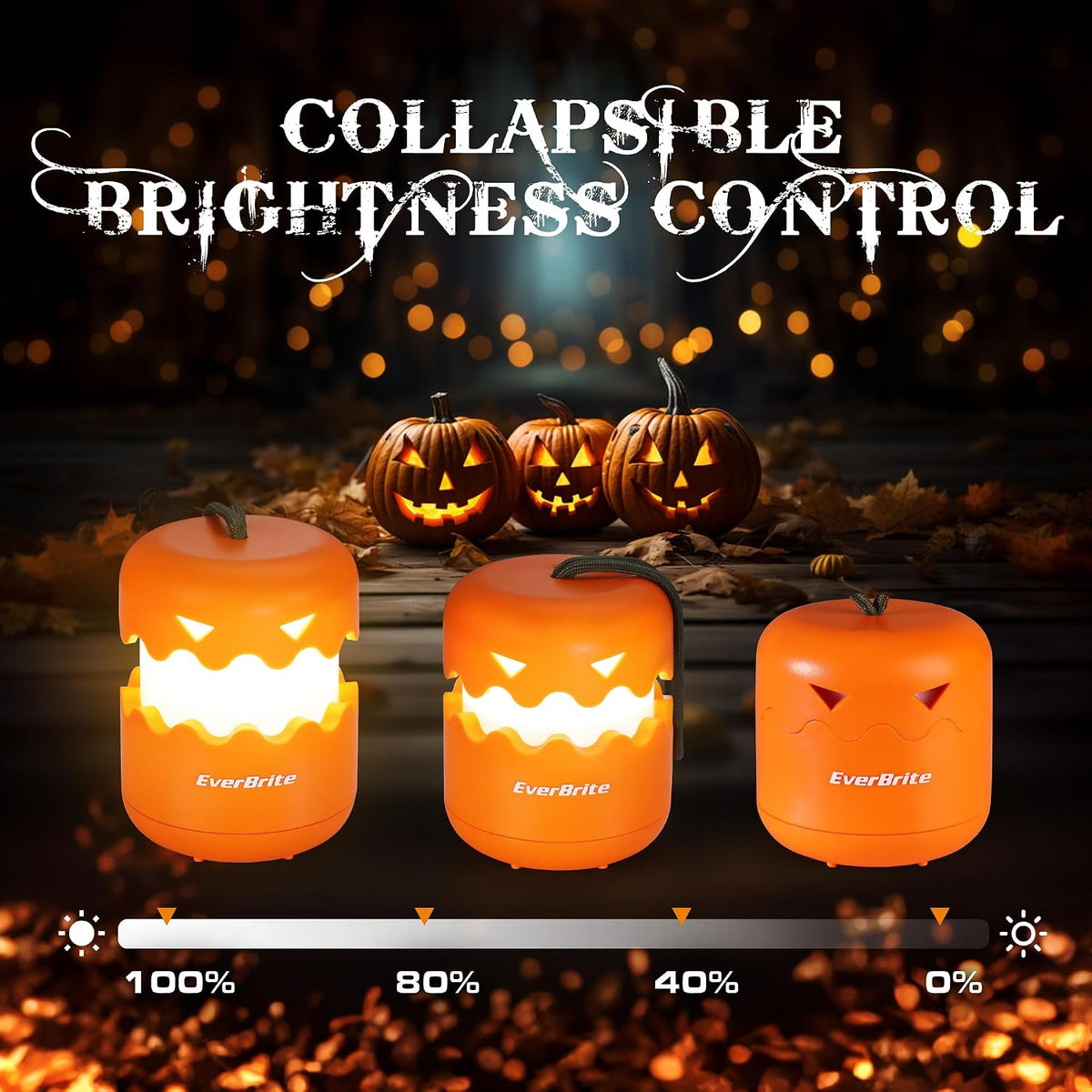 EverBrite 6-Pack Halloween Pumpkin Lantern, Collapsible Jack O Lantern