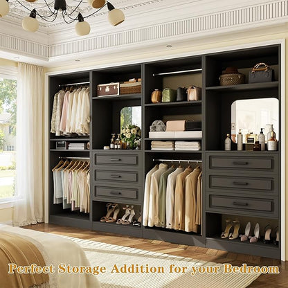 Unikito Closet System with Drawers, 100” Wood Closet Organizer with Hanging - Image 2
