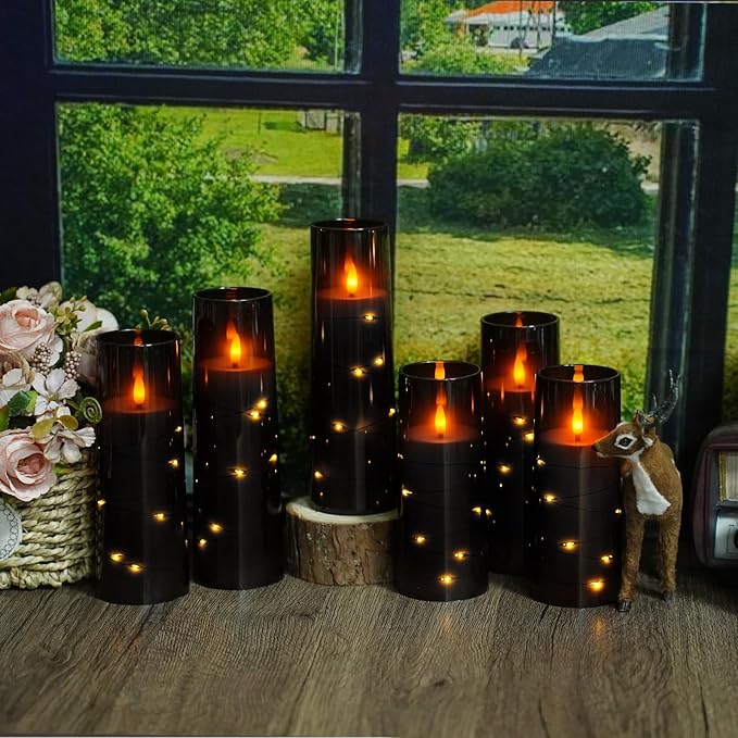 Flameless Candles with Embedded Star String, Battery Operated LED Pillar - Image 2