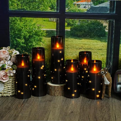 Flameless Candles with Embedded Star String, Battery Operated LED Pillar - Image 2