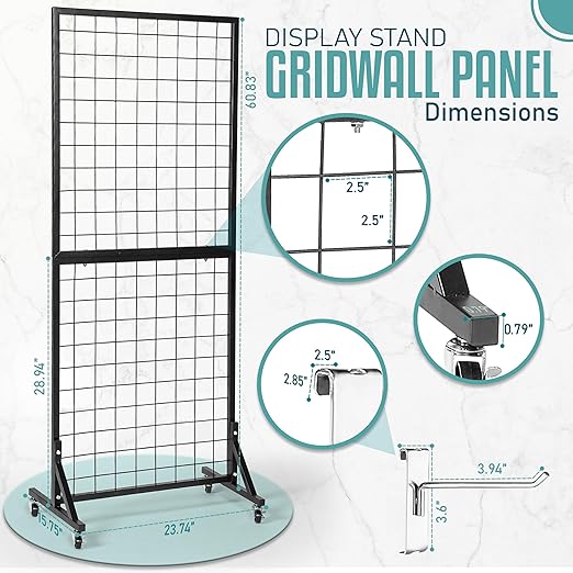 2 Gridwall Panels | 5 FT Tall x 2 FT Wide Portable Display Stand - Image 2