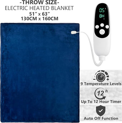 Heated Blanket Electric Luxurious Fleece Throw Blanket, 9 Heat Settings & 12H - Image 2