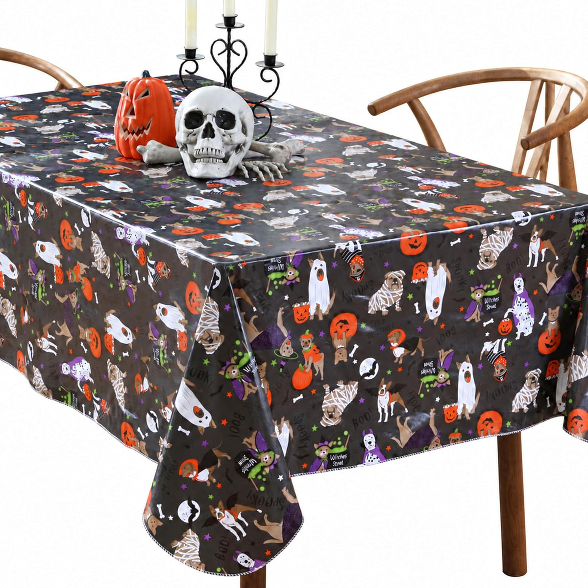 Newbridge Halloween Pets Vinyl Tablecloth 60 x 102 Inch Rectangle